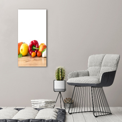 Cuadro decorativo en acrílico brillante vertical Frutas y verduras