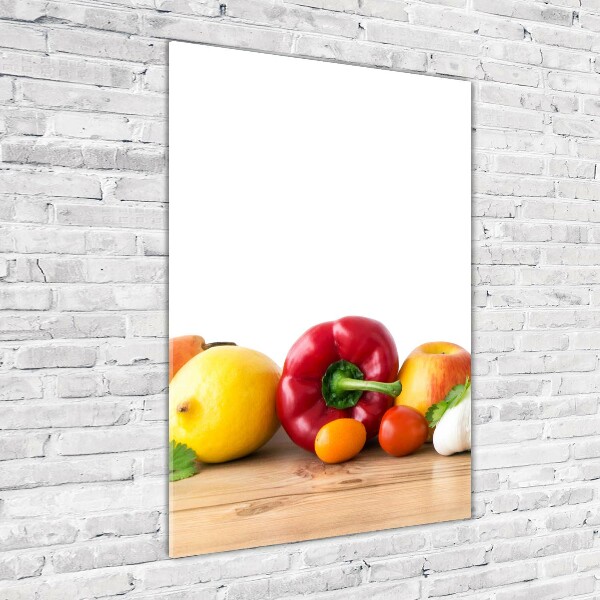 Cuadro decorativo en acrílico brillante vertical Frutas y verduras