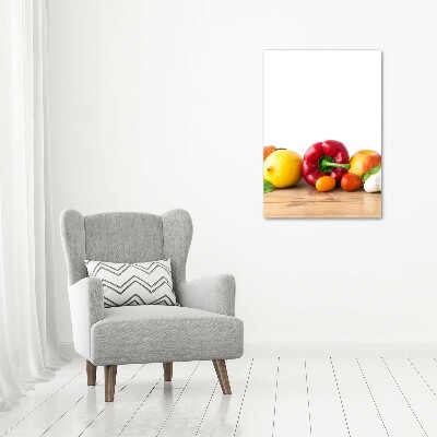 Cuadro decorativo en acrílico brillante vertical Frutas y verduras