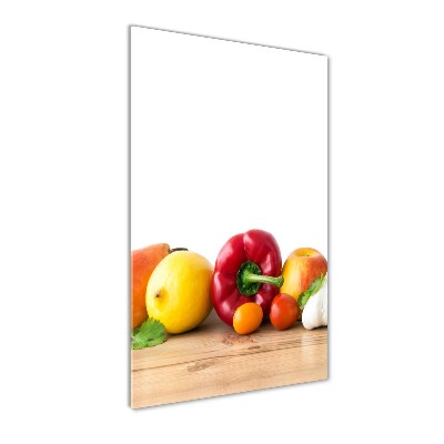 Cuadro decorativo en acrílico brillante vertical Frutas y verduras