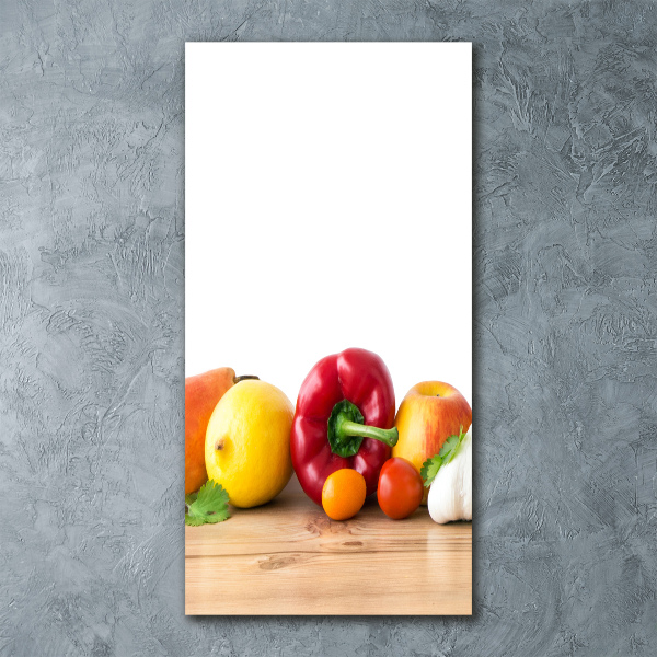 Cuadro decorativo en acrílico brillante vertical Frutas y verduras