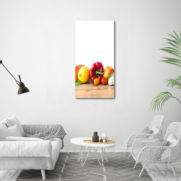 Cuadro decorativo en acrílico brillante vertical Frutas y verduras