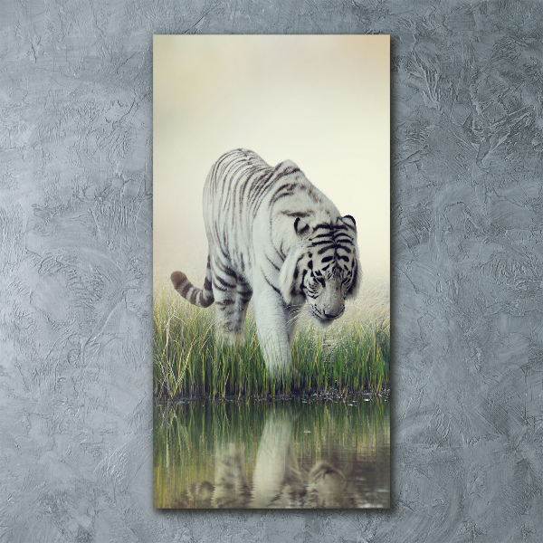 Cuadro decorativo en acrílico brillante vertical Tigre blanco