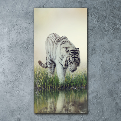 Cuadro decorativo en acrílico brillante vertical Tigre blanco