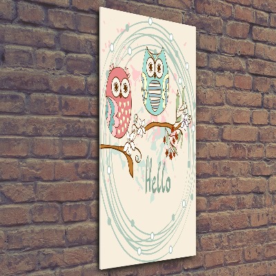 Cuadro decorativo en acrílico brillante vertical Búhos