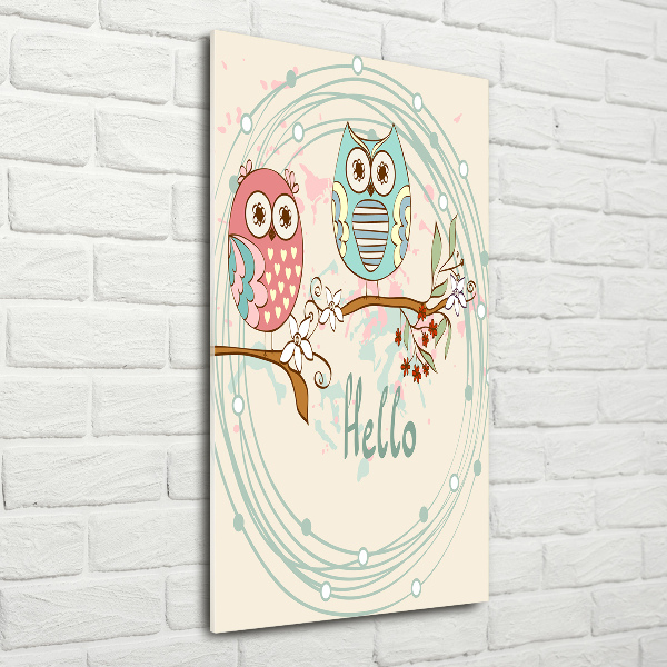 Cuadro decorativo en acrílico brillante vertical Búhos