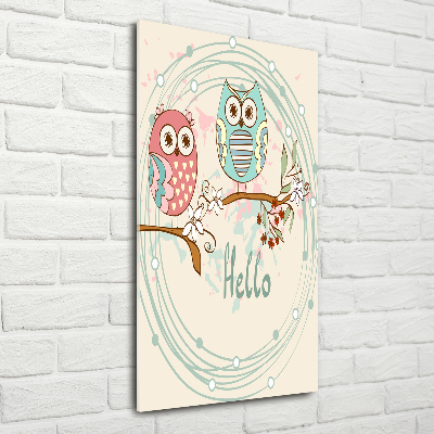 Cuadro decorativo en acrílico brillante vertical Búhos