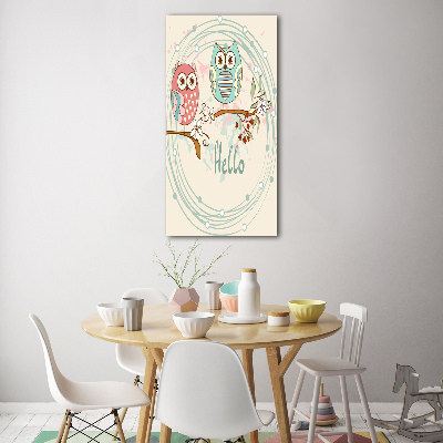 Cuadro decorativo en acrílico brillante vertical Búhos