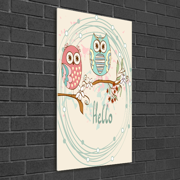 Cuadro decorativo en acrílico brillante vertical Búhos