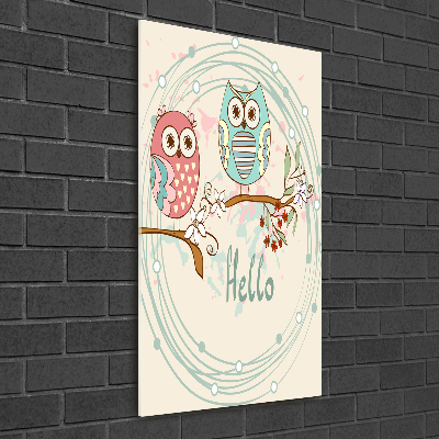 Cuadro decorativo en acrílico brillante vertical Búhos