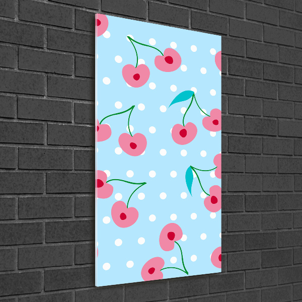 Cuadro de metacrilato moderno efecto cristal vertical Guindas