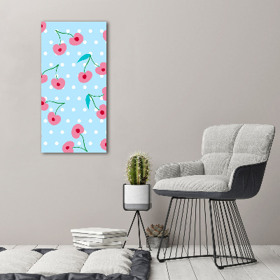 Cuadro de metacrilato moderno efecto cristal vertical Guindas