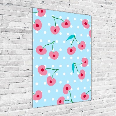 Cuadro de metacrilato moderno efecto cristal vertical Guindas