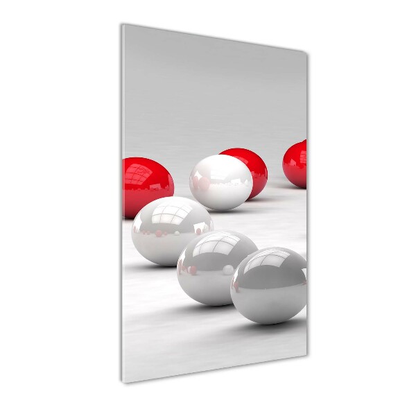Cuadro de metacrilato vertical Bolas rojas y blancas