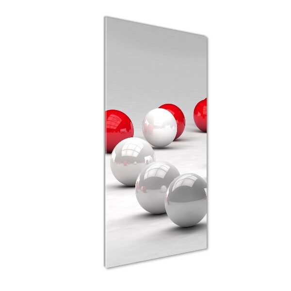 Cuadro de metacrilato vertical Bolas rojas y blancas