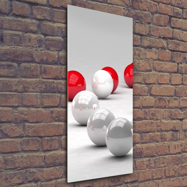 Cuadro de metacrilato vertical Bolas rojas y blancas