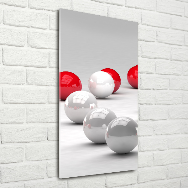 Cuadro de metacrilato vertical Bolas rojas y blancas