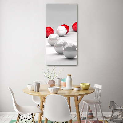 Cuadro de metacrilato vertical Bolas rojas y blancas
