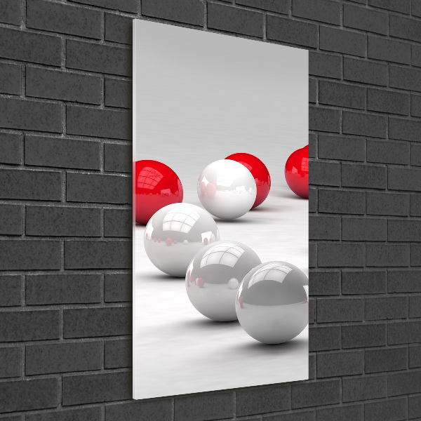 Cuadro de metacrilato vertical Bolas rojas y blancas