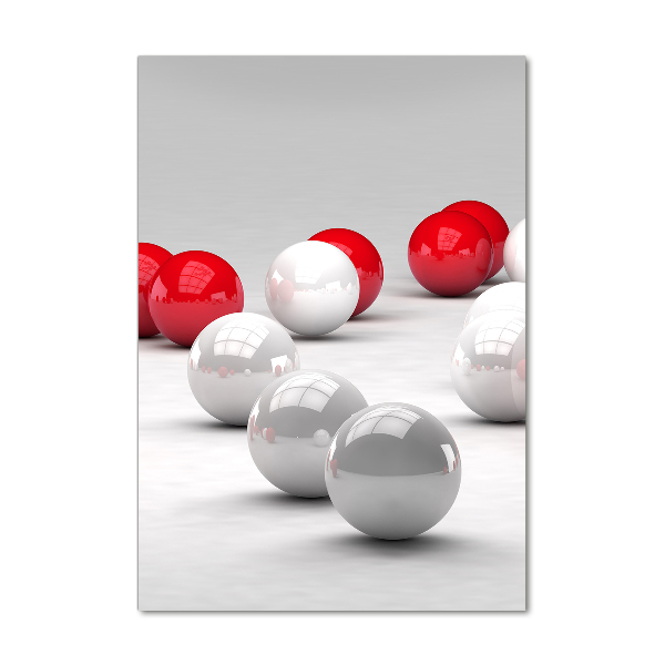 Cuadro de metacrilato vertical Bolas rojas y blancas