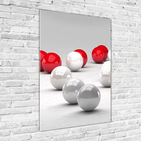 Cuadro de metacrilato vertical Bolas rojas y blancas