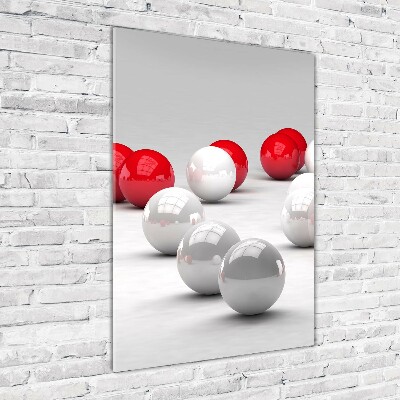Cuadro de metacrilato vertical Bolas rojas y blancas