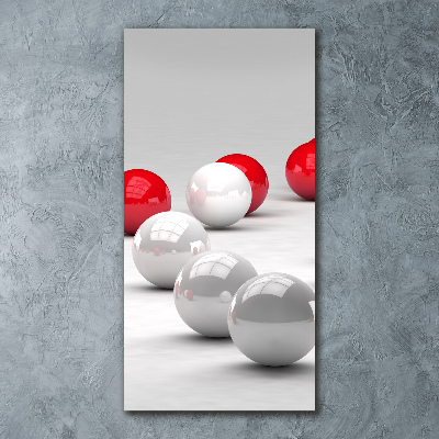 Cuadro de metacrilato vertical Bolas rojas y blancas