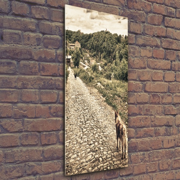 Cuadro de metacrilato moderno efecto cristal vertical Dos perros de la colina