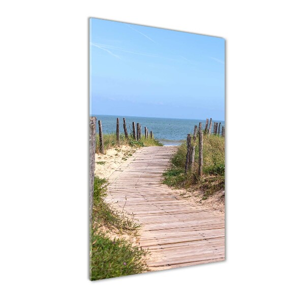 Cuadro decorativo en acrílico brillante vertical Camino a la playa