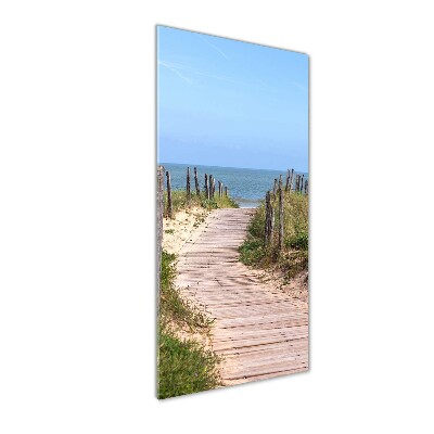 Cuadro decorativo en acrílico brillante vertical Camino a la playa