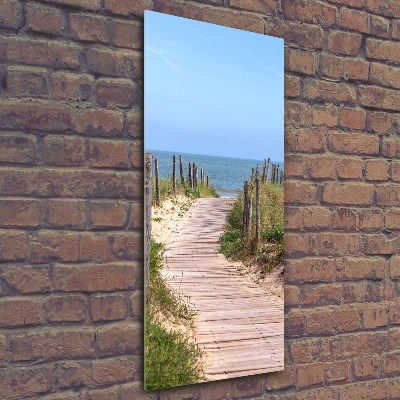 Cuadro decorativo en acrílico brillante vertical Camino a la playa