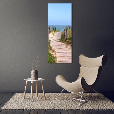 Cuadro decorativo en acrílico brillante vertical Camino a la playa
