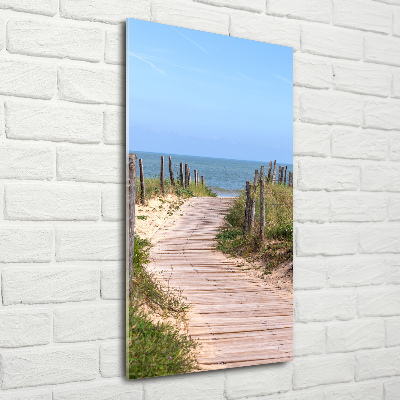 Cuadro decorativo en acrílico brillante vertical Camino a la playa