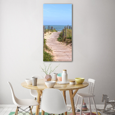 Cuadro decorativo en acrílico brillante vertical Camino a la playa