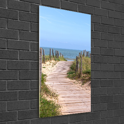 Cuadro decorativo en acrílico brillante vertical Camino a la playa