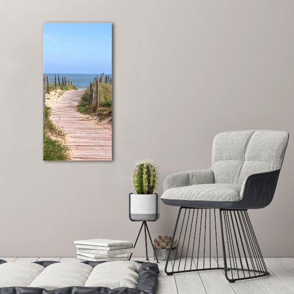 Cuadro decorativo en acrílico brillante vertical Camino a la playa
