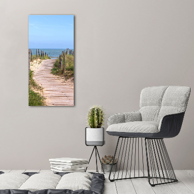 Cuadro decorativo en acrílico brillante vertical Camino a la playa