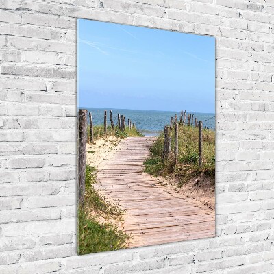 Cuadro decorativo en acrílico brillante vertical Camino a la playa