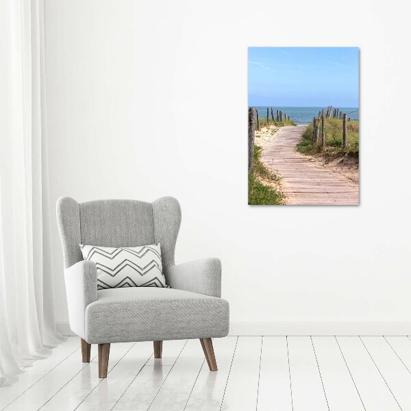 Cuadro decorativo en acrílico brillante vertical Camino a la playa