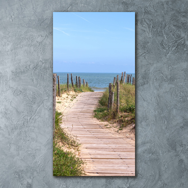 Cuadro decorativo en acrílico brillante vertical Camino a la playa