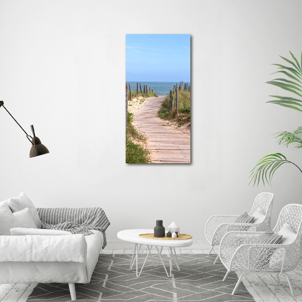 Cuadro decorativo en acrílico brillante vertical Camino a la playa