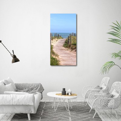 Cuadro decorativo en acrílico brillante vertical Camino a la playa