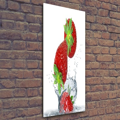 Cuadro decorativo en acrílico brillante vertical fresas