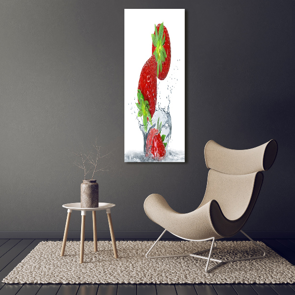 Cuadro decorativo en acrílico brillante vertical fresas