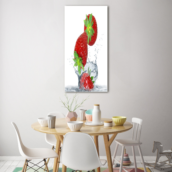 Cuadro decorativo en acrílico brillante vertical fresas