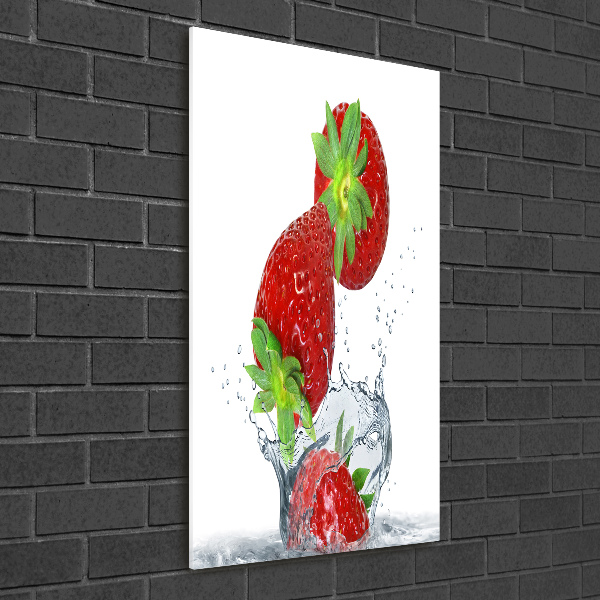 Cuadro decorativo en acrílico brillante vertical fresas