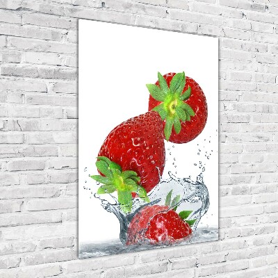 Cuadro decorativo en acrílico brillante vertical fresas