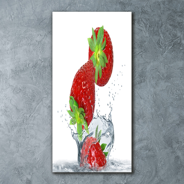 Cuadro decorativo en acrílico brillante vertical fresas