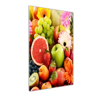 Cuadro decorativo en acrílico brillante vertical Frutas y flores