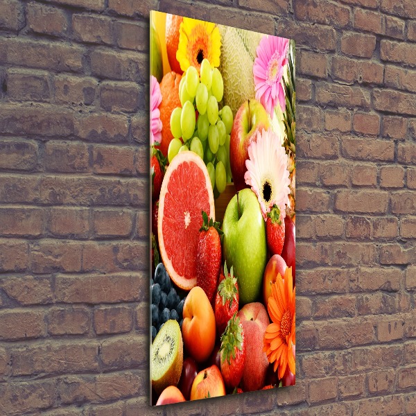 Cuadro decorativo en acrílico brillante vertical Frutas y flores